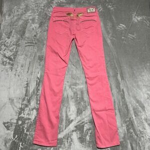 Y2K Robins Marilyn Low Rise Jeans Womens 29 Pink Embroidered Bejeweled Bimbocore